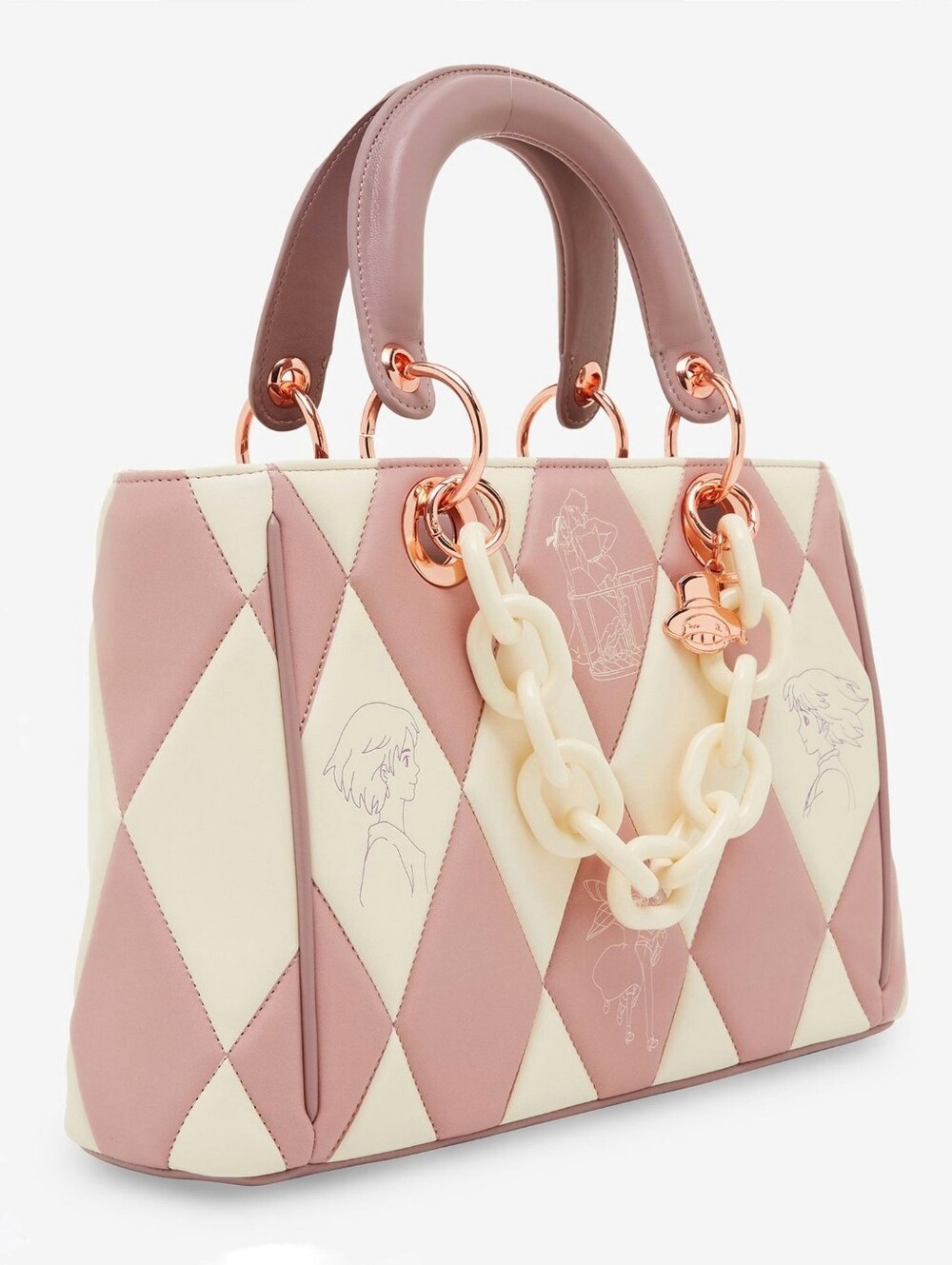 Studio Ghibli Howl's Moving Castle Quilted Icons Handbag purse pink ivory bag